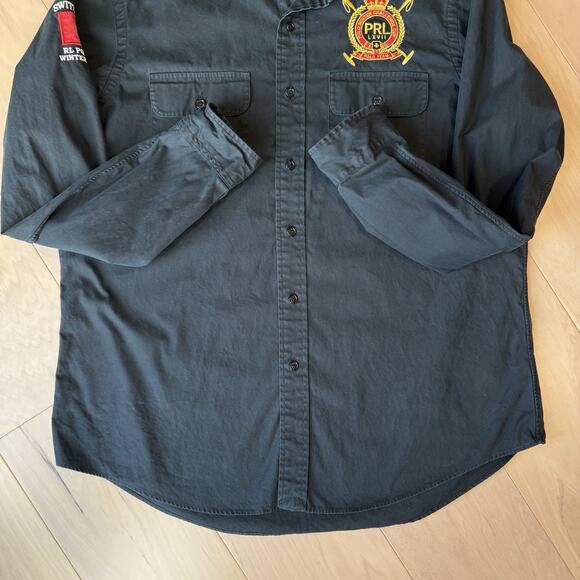Vintage Polo Ralph Lauren Shirt XL Black Cotton Switzerland Polo Team RRL NYC - Picture 5 of 8
